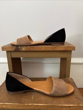 J. Crew Two-Tone Suede D'Orsay Flats - Black & Taupe
